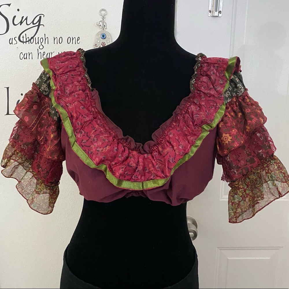 Boho Gypsy Ruffle Lace Crop top